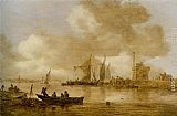 Jan van Goyen A river estuary with Dutch shipping and a Lighthouse painting